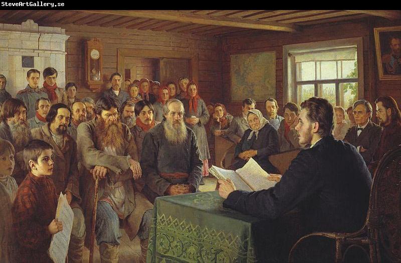 Nikolai Petrovitch Bogdanov-Belsky Sunday Reading in Rural Schools